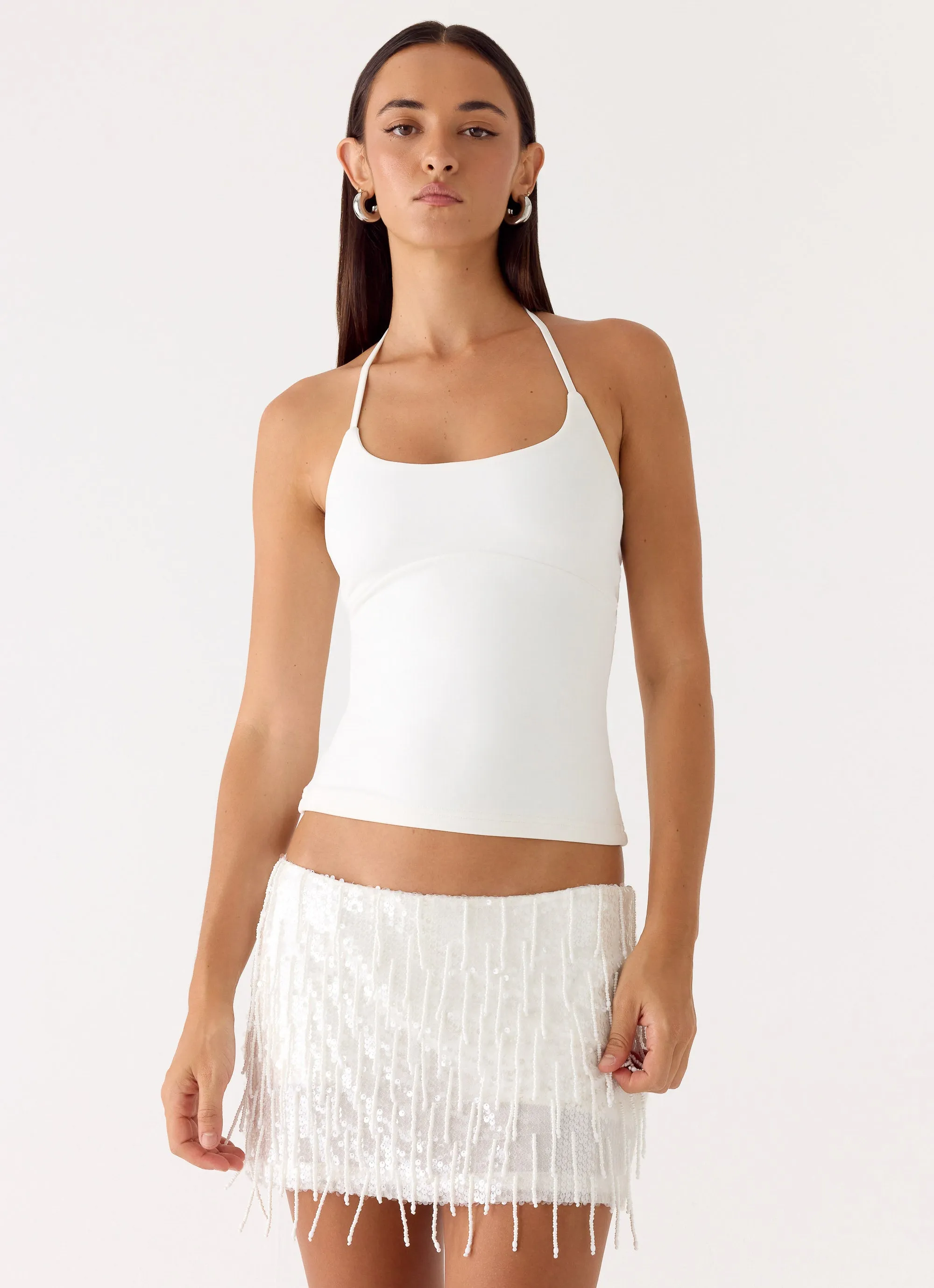 Siren Beaded Sequin Mini Skort - White sold by Peppermayo product image thumbnail 2