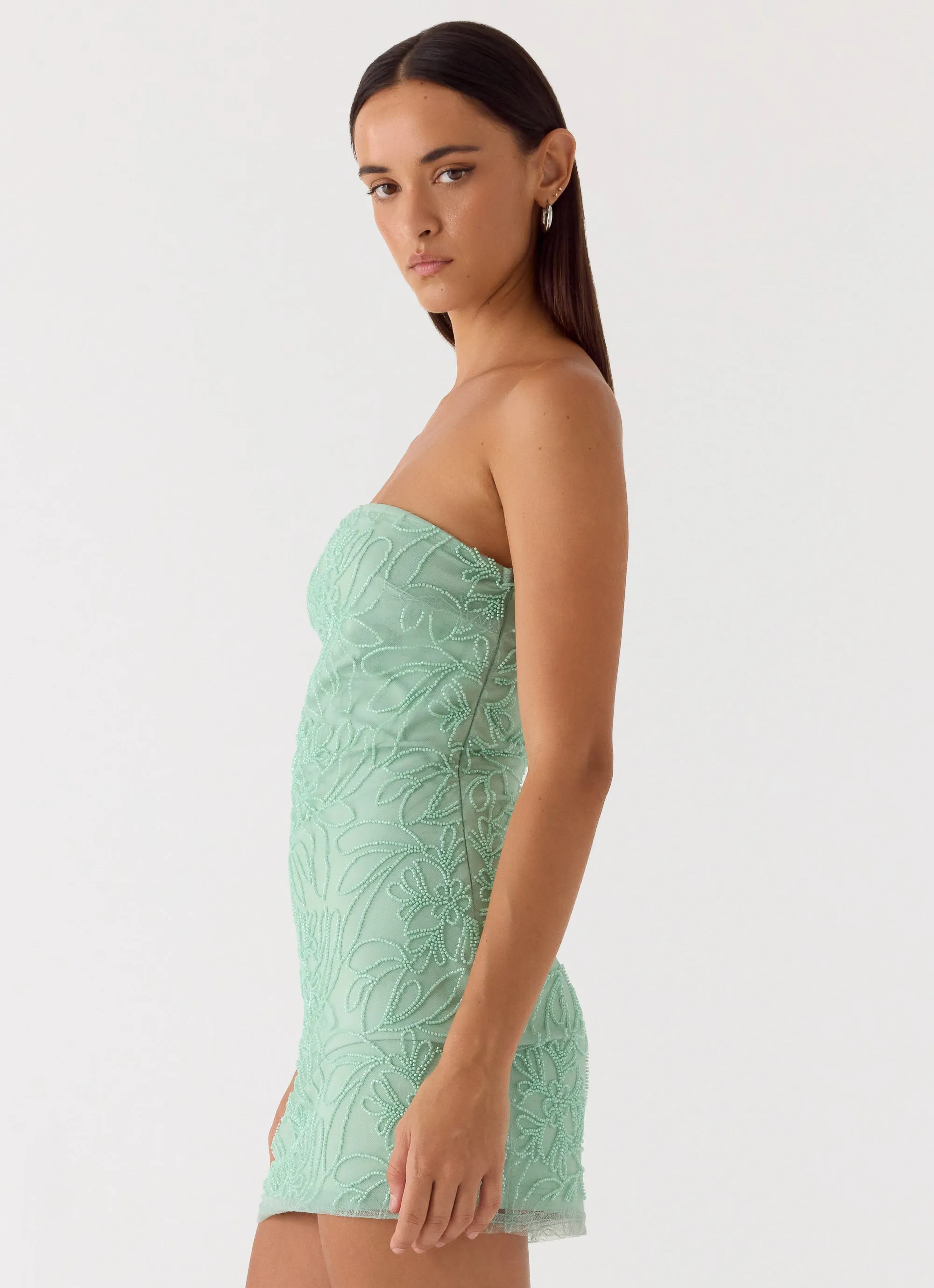 Dangerous Kind Beaded Mini Dress - Sage sold by Peppermayo product image thumbnail 4