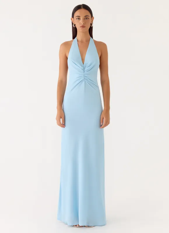 Sharpay Halter Maxi Dress - Pale Blue made by Peppermayo