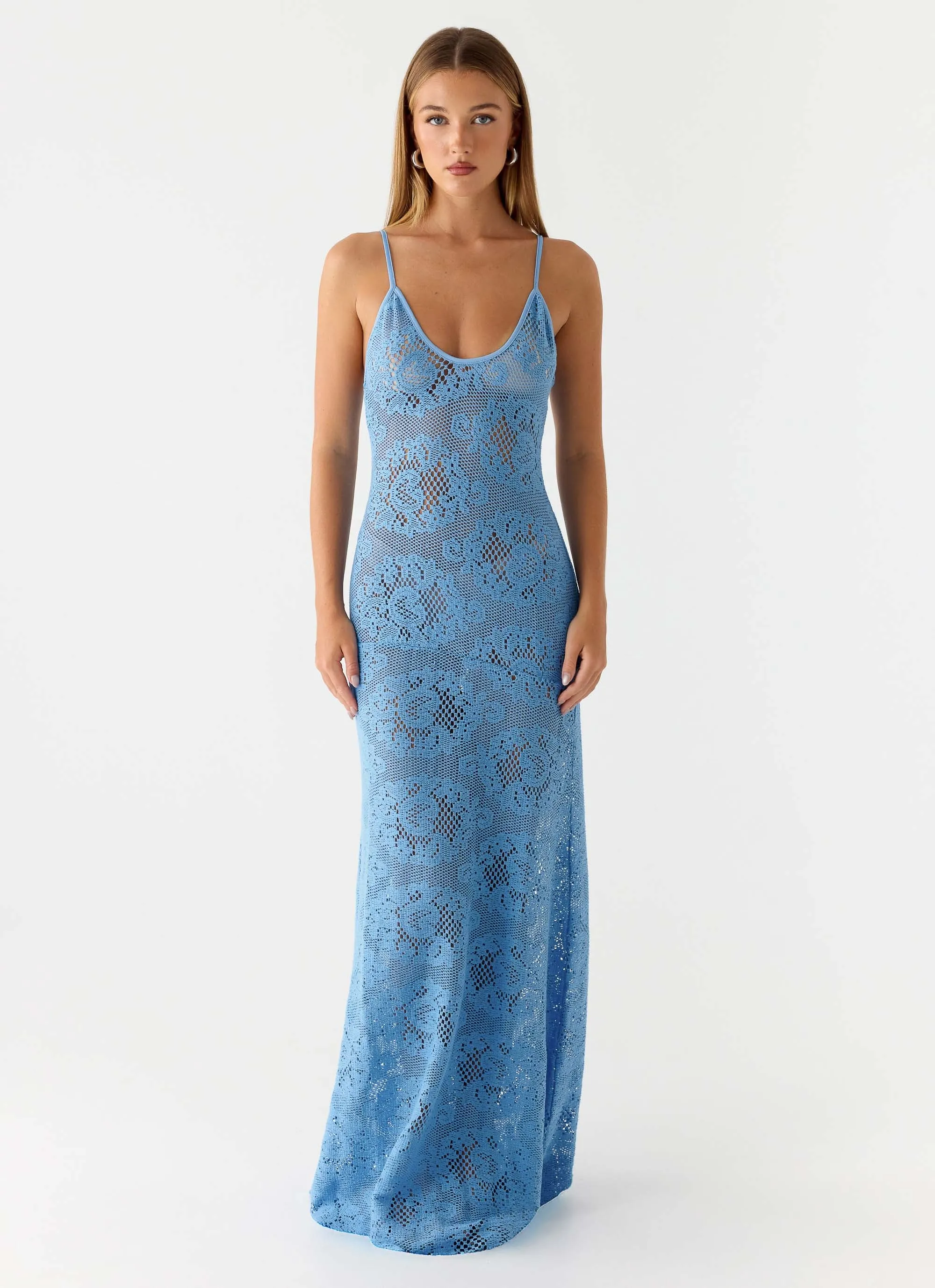 Zelella Crochet Maxi Dress - Bright Blue sold by Peppermayo product image thumbnail 5