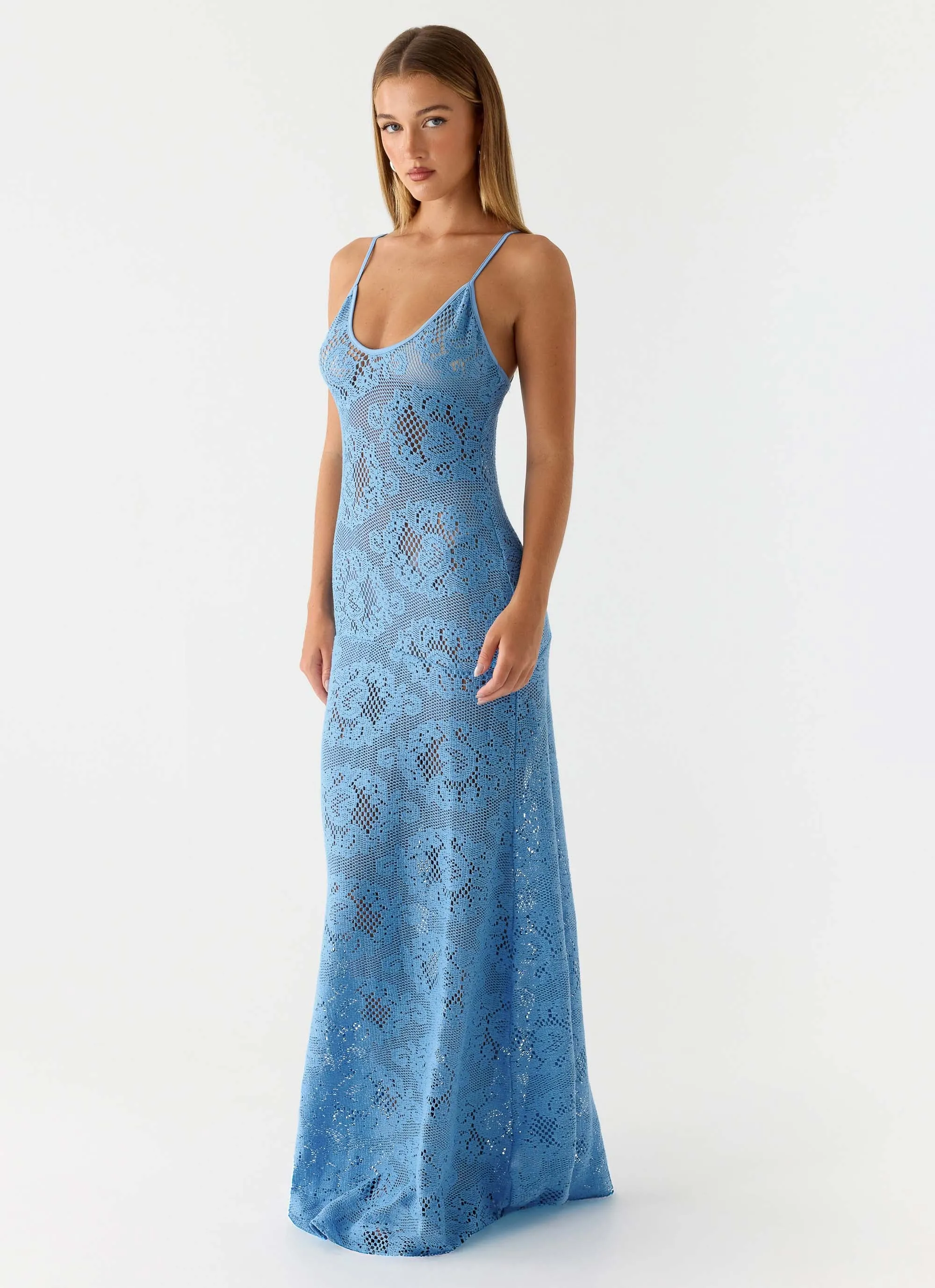 Zelella Crochet Maxi Dress - Bright Blue sold by Peppermayo product image thumbnail 3