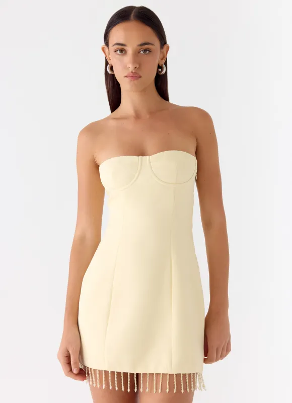 Arista Strapless Mini Dress - Yellow sold by Peppermayo