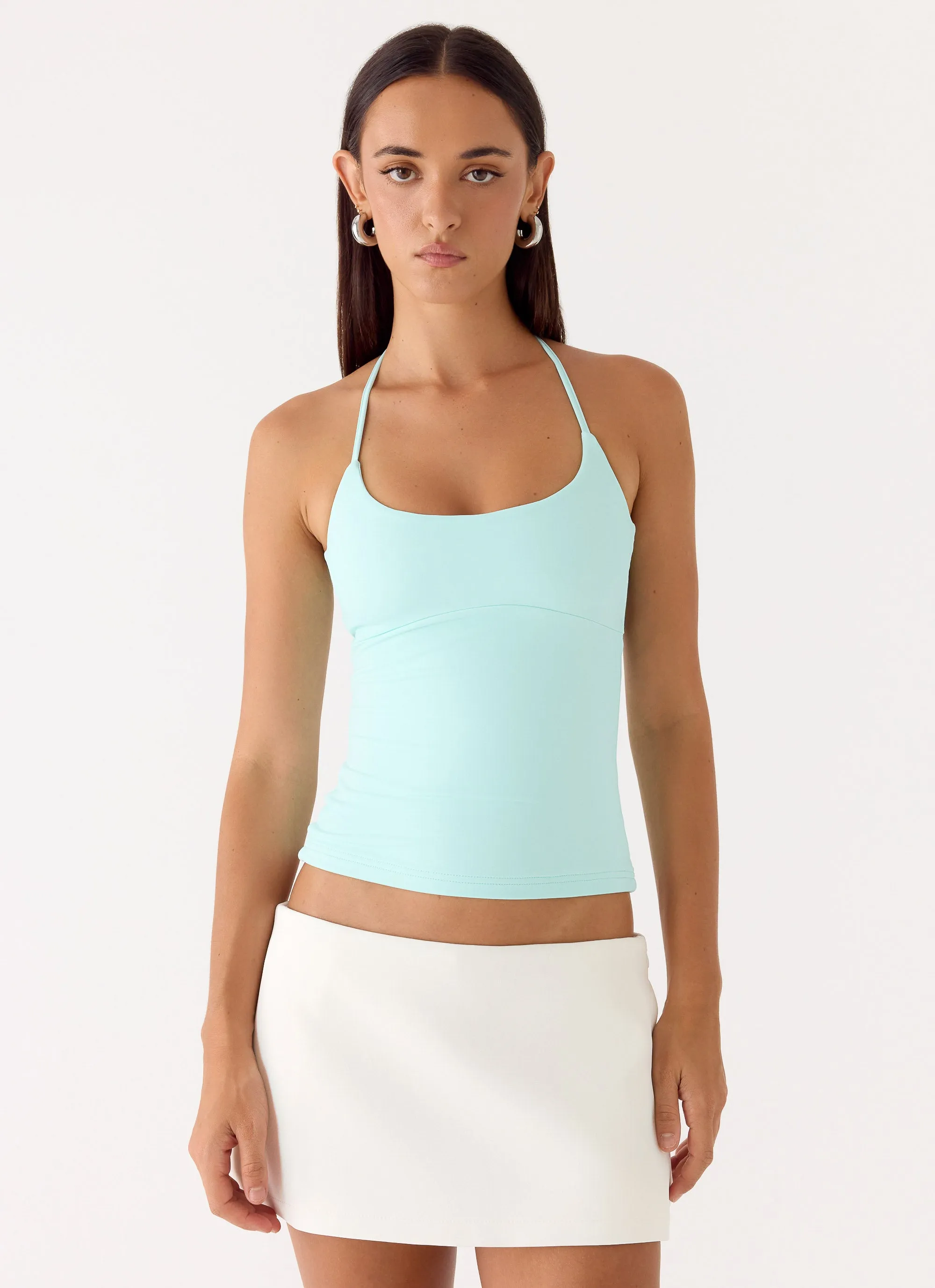 Chauncey Halter Top - Aqua sold by Peppermayo