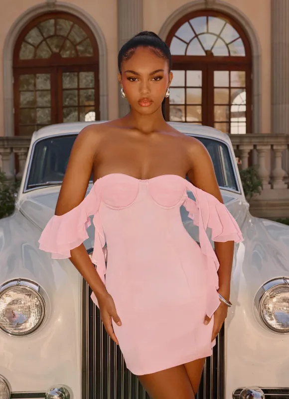 Bex Strapless Mini Dress - Pink made by Peppermayo