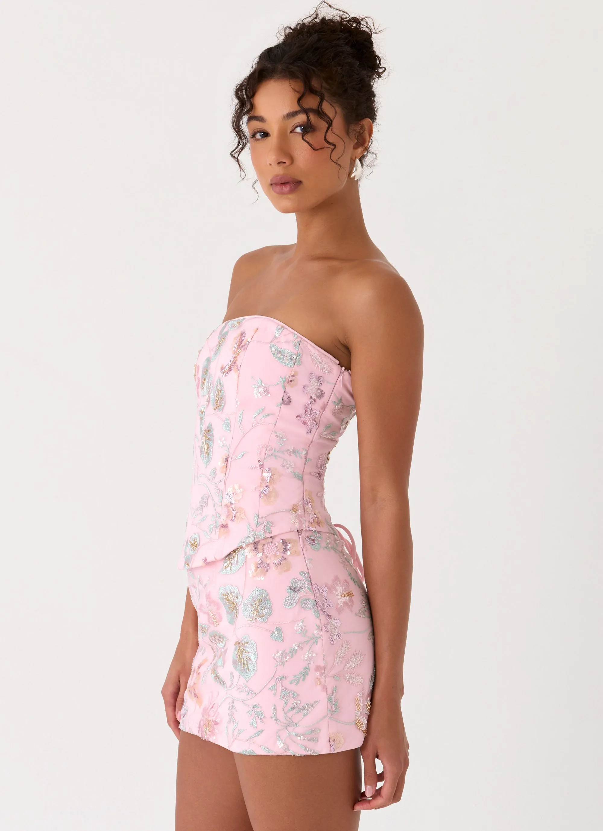 Solaire Strapless Corset Top - Pink sold by Peppermayo product image thumbnail 4