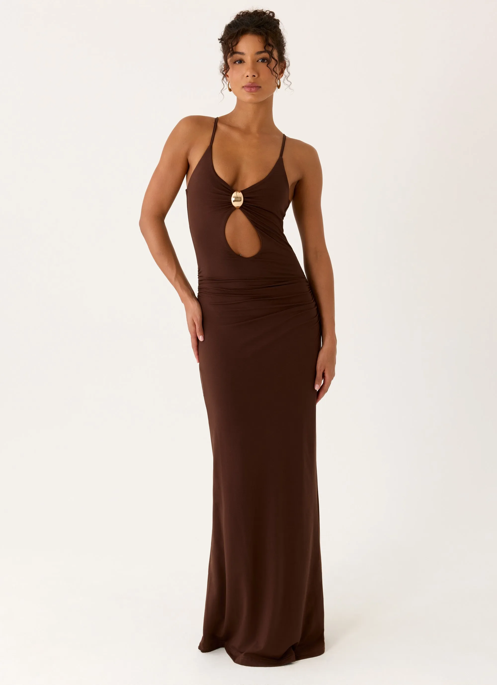 Inez Maxi Dress - Chocolate sold by Peppermayo