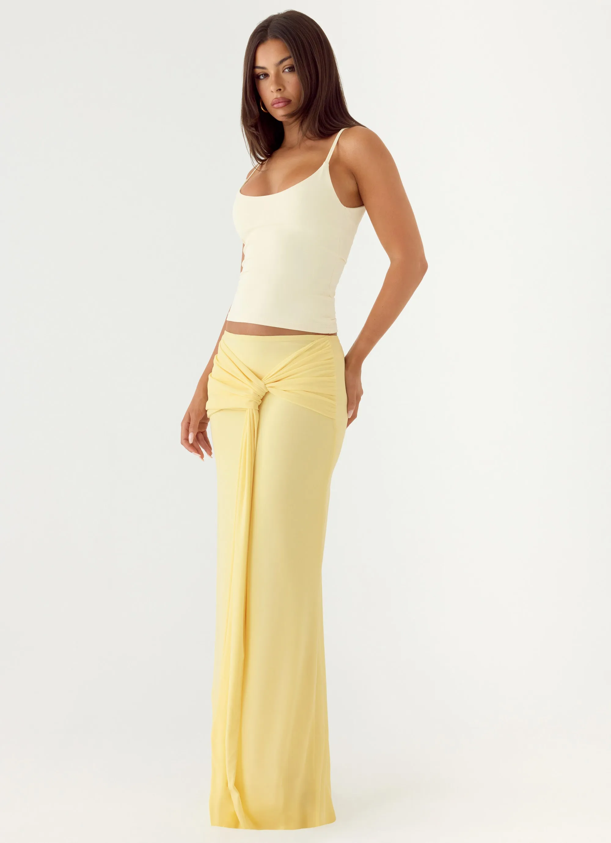 In Destiny Wrap Maxi Skirt - Yellow sold by Peppermayo product image thumbnail 2