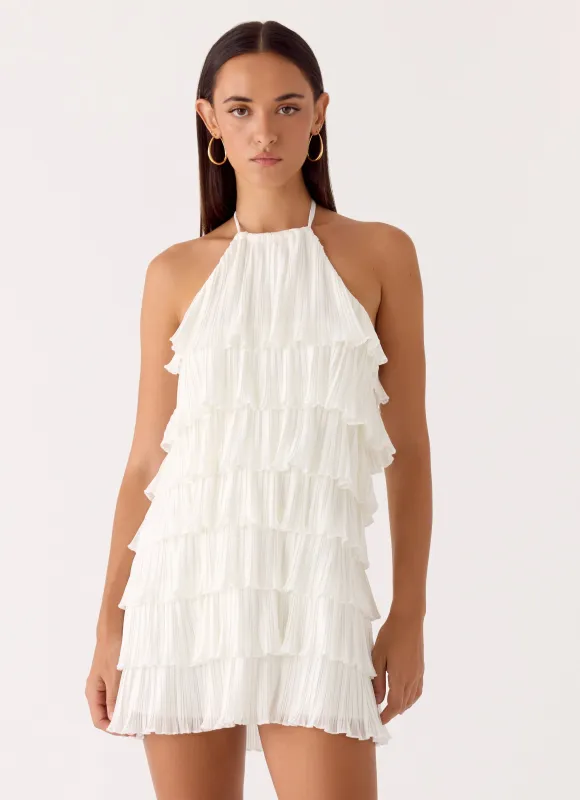 Lunar Bloom Mini Dress - Ivory made by Peppermayo