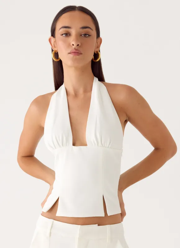 Amrita Halter Top - White sold by Peppermayo