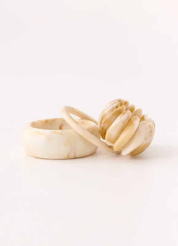 Golden Arc Bangles - Ivory sold by Peppermayo