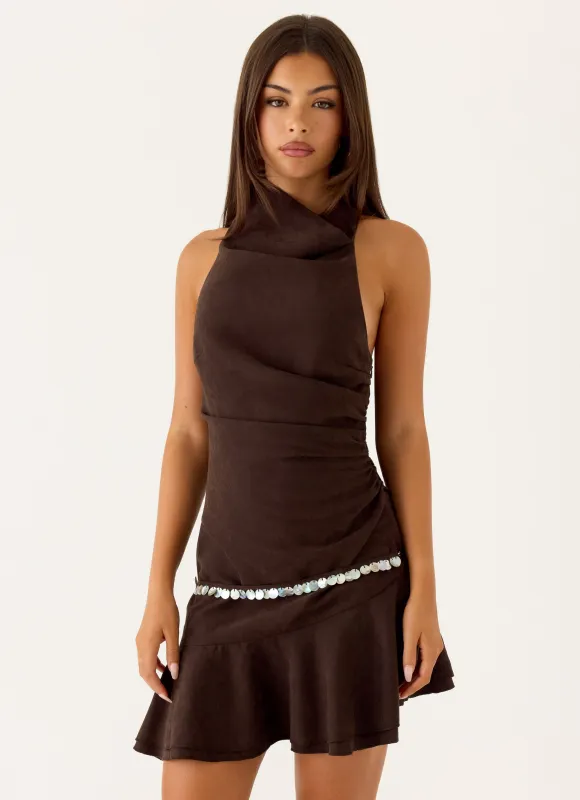 Natabelle Mini Dress - Chocolate made by Peppermayo