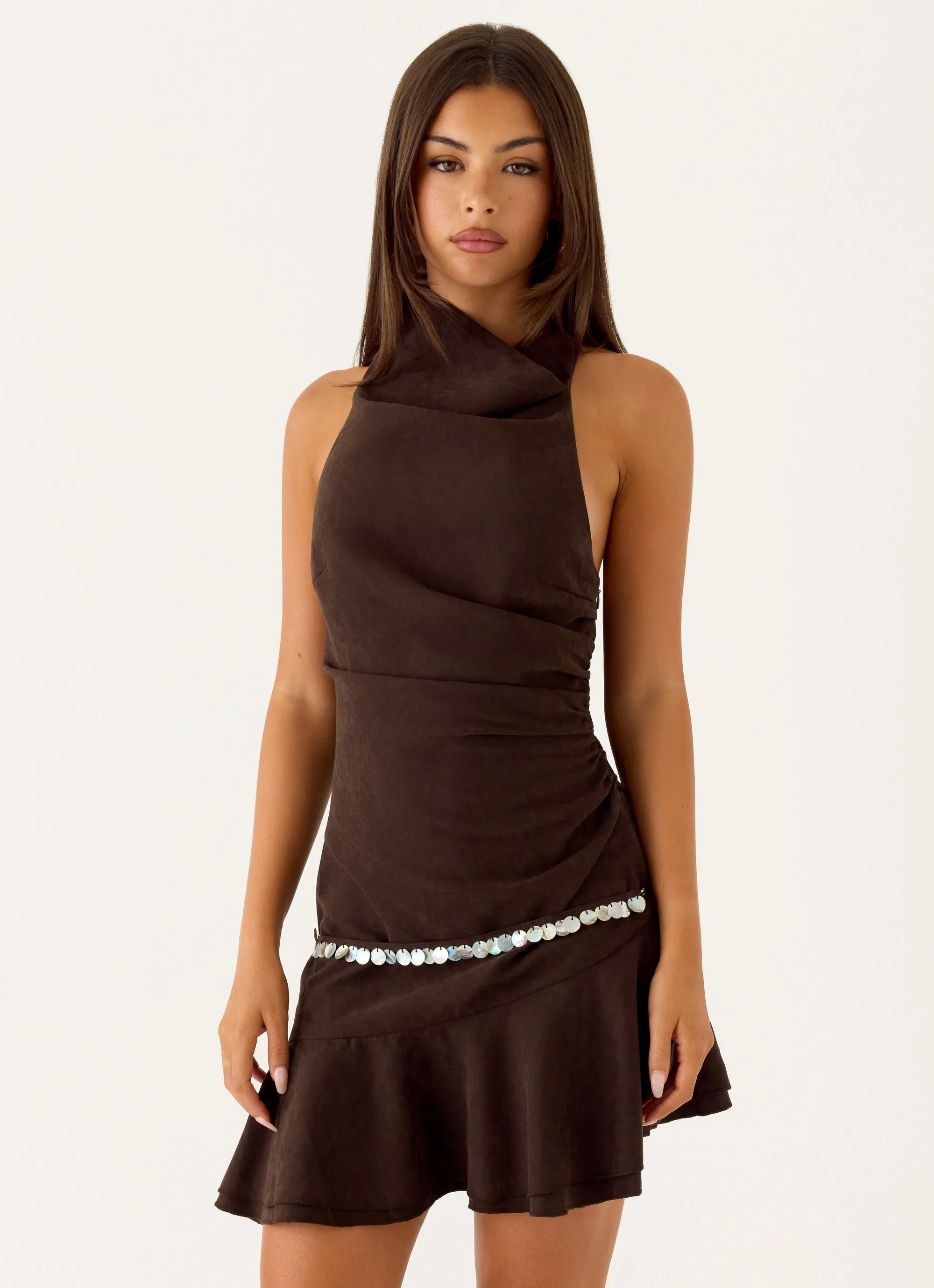 Natabelle Mini Dress - Chocolate sold by Peppermayo