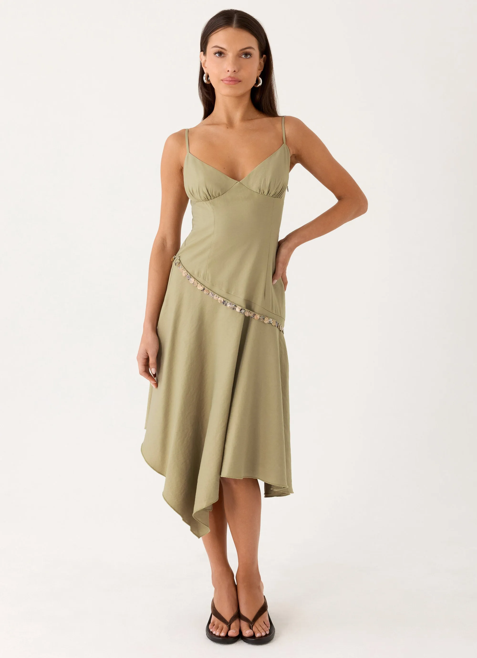 Lazure Midi Dress - Pale Olive sold by Peppermayo product image thumbnail 4