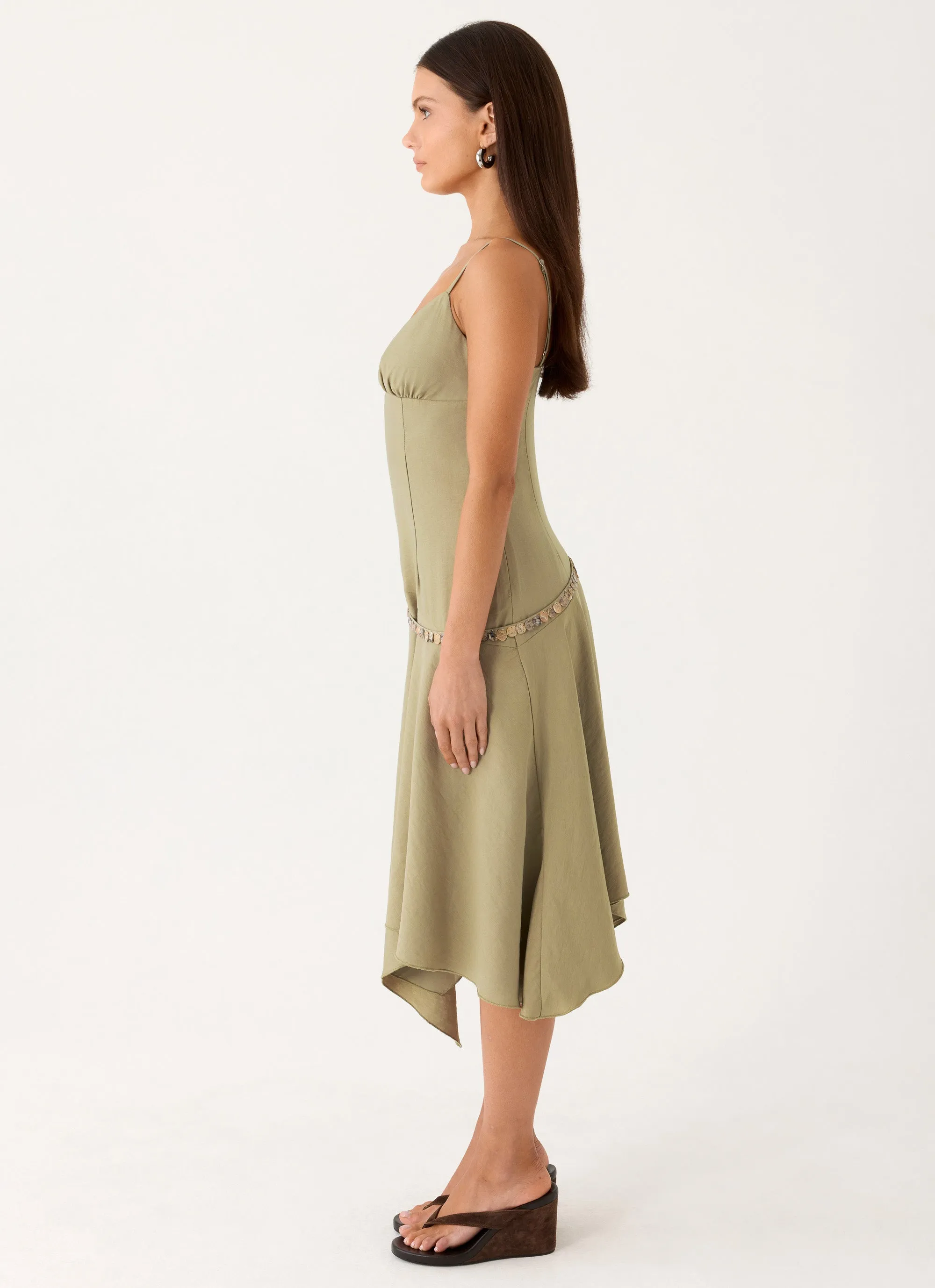 Lazure Midi Dress - Pale Olive sold by Peppermayo product image thumbnail 2