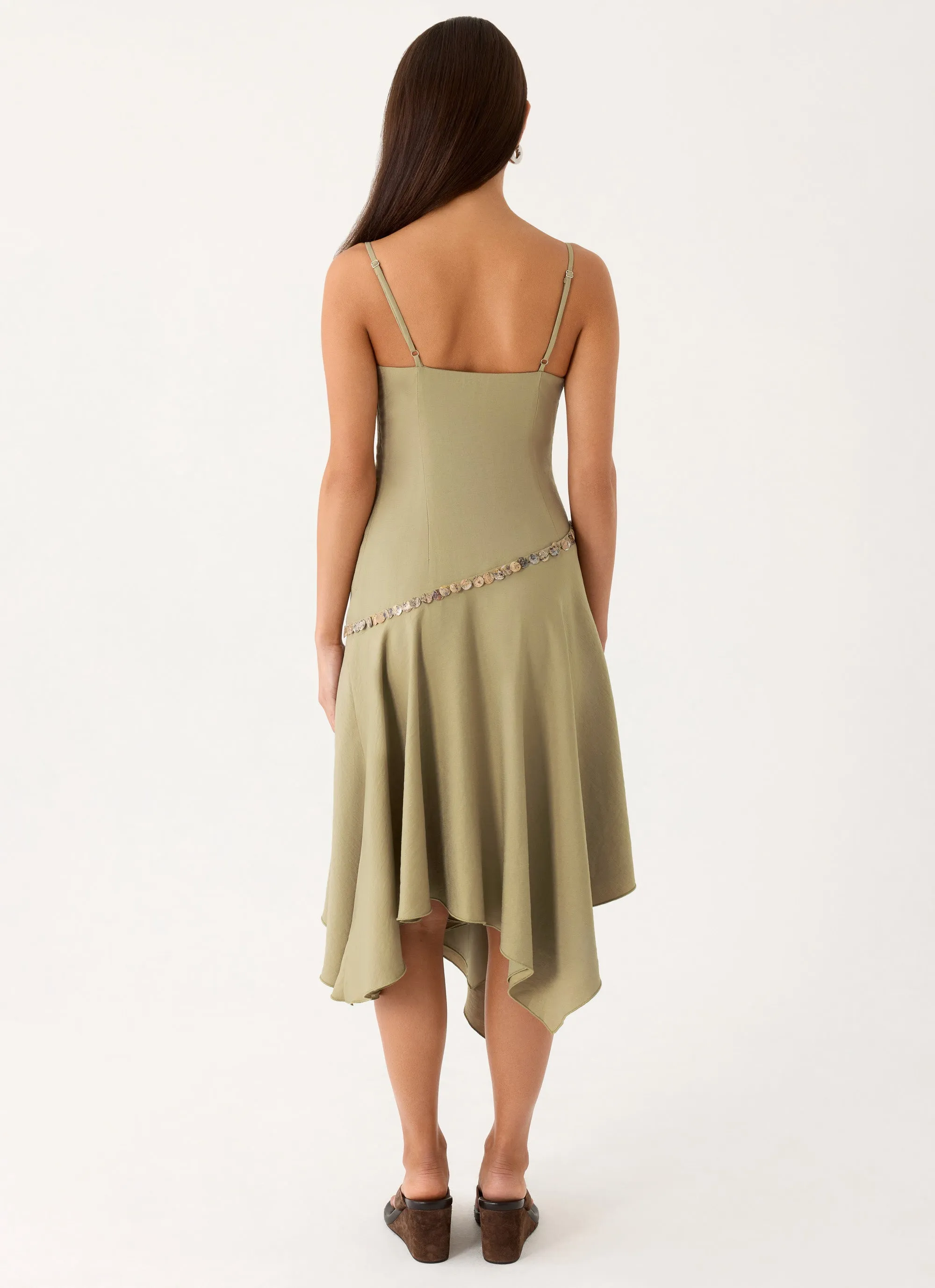 Lazure Midi Dress - Pale Olive sold by Peppermayo product image thumbnail 3