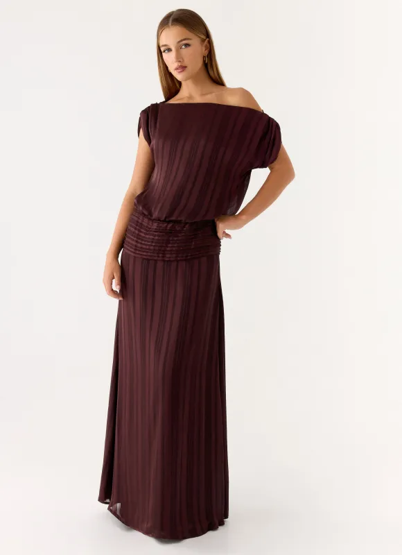 Rexi One Shoulder Maxi Dress - Aubergine Gleam made by Peppermayo