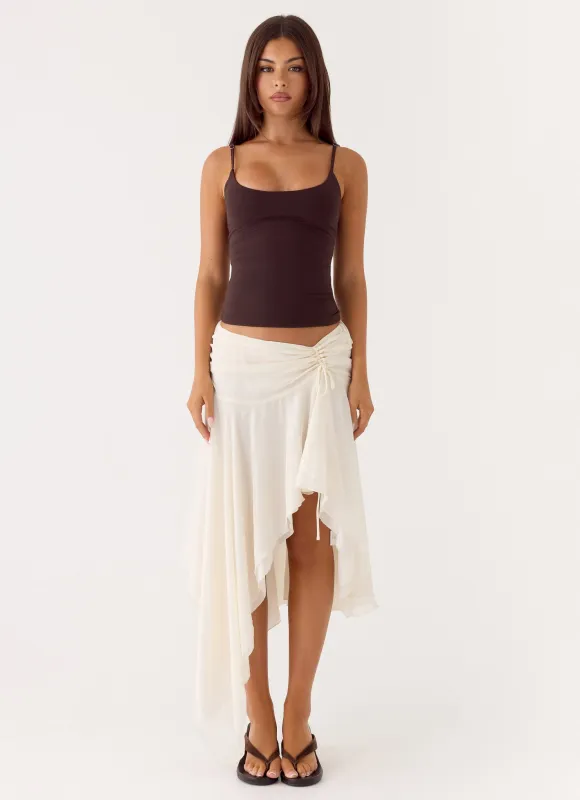 Abeda Asymmetrical Midi Skirt - Ivory made by Peppermayo
