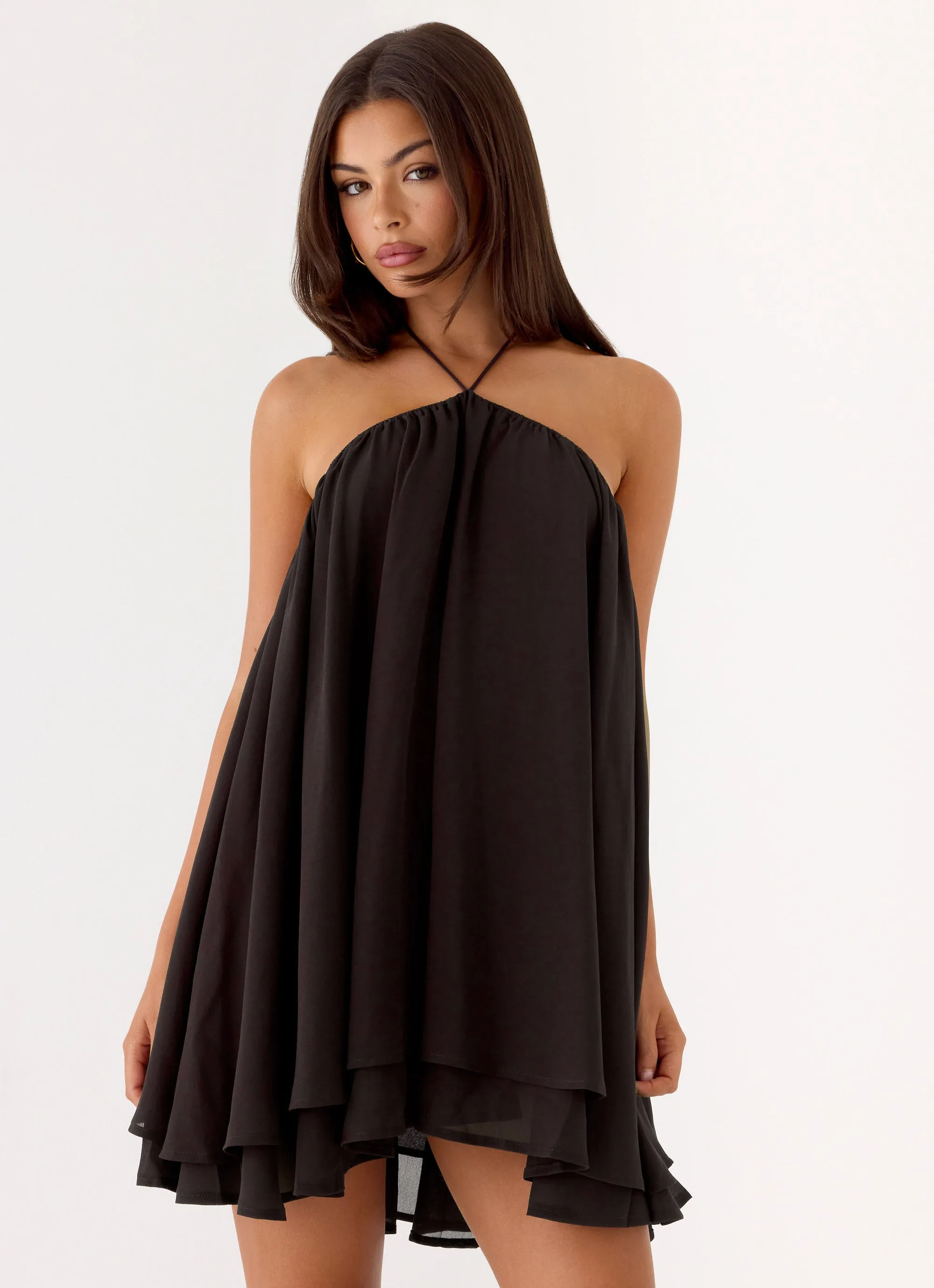 Alicelle Halter Mini Dress - Chocolate sold by Peppermayo