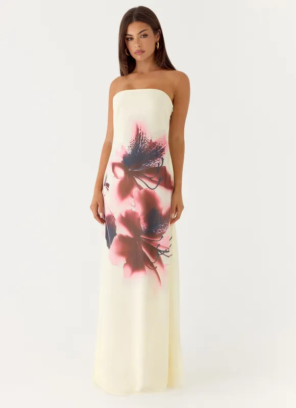 Lariettea Strapless Maxi Dress - Velvet Bloom made by Peppermayo