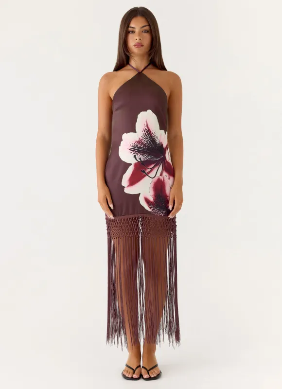 Niahvette Halter Midaxi Dress - Velvet Bloom made by Peppermayo