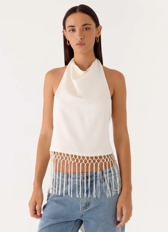 Mania Tassel Top - Ivory made by Peppermayo