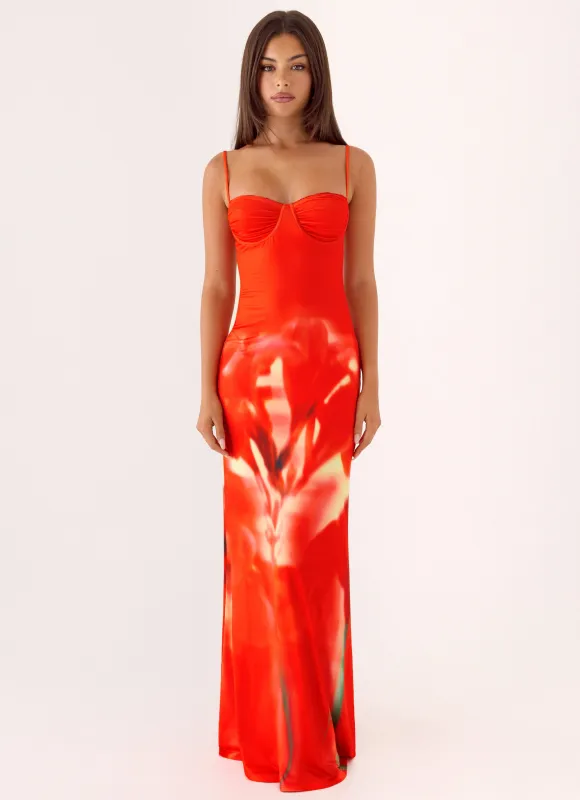 Vamonos Maxi Dress - Fire Petal made by Peppermayo