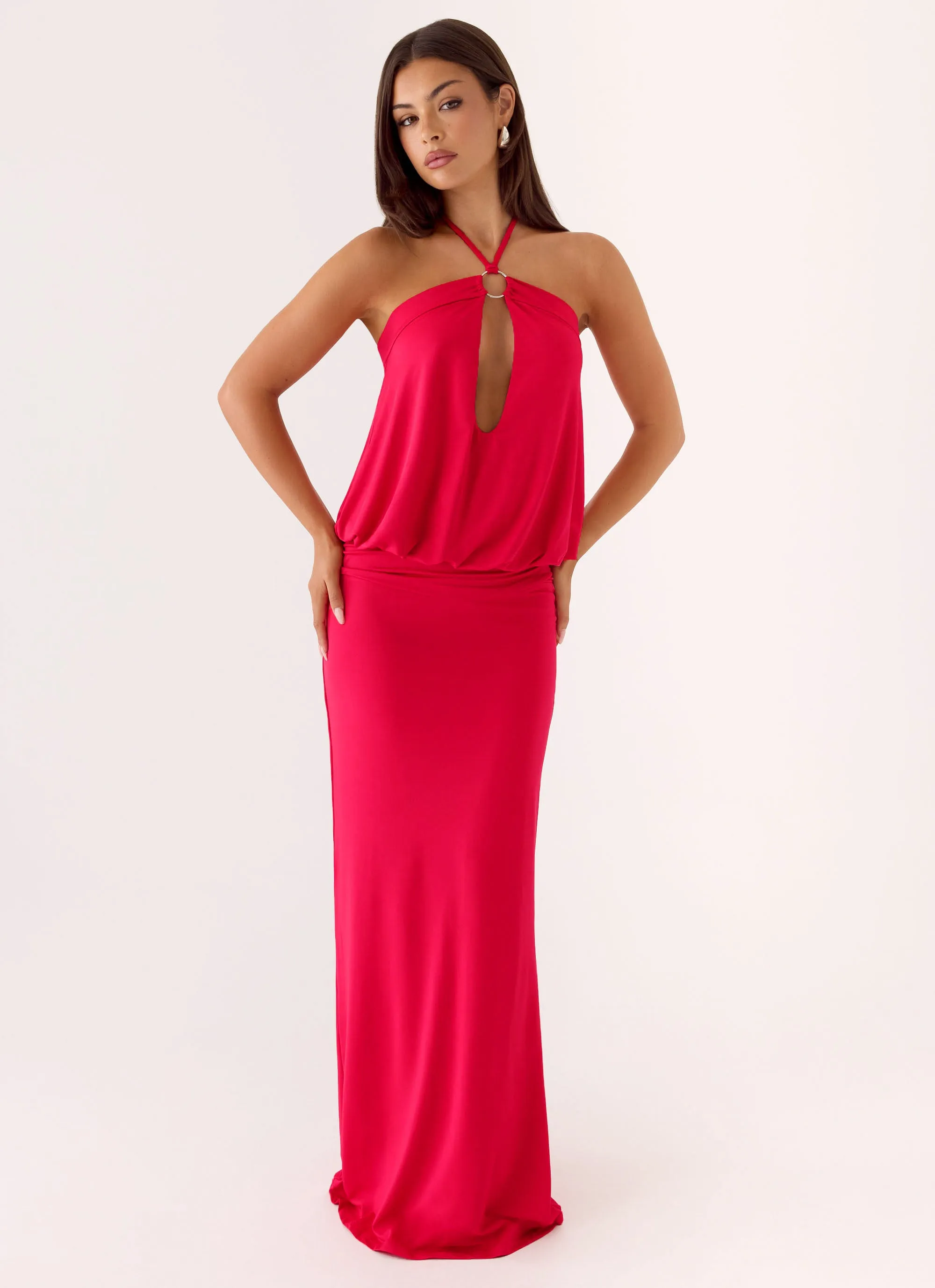 Telling You Maxi Dress - Red Magenta sold by Peppermayo