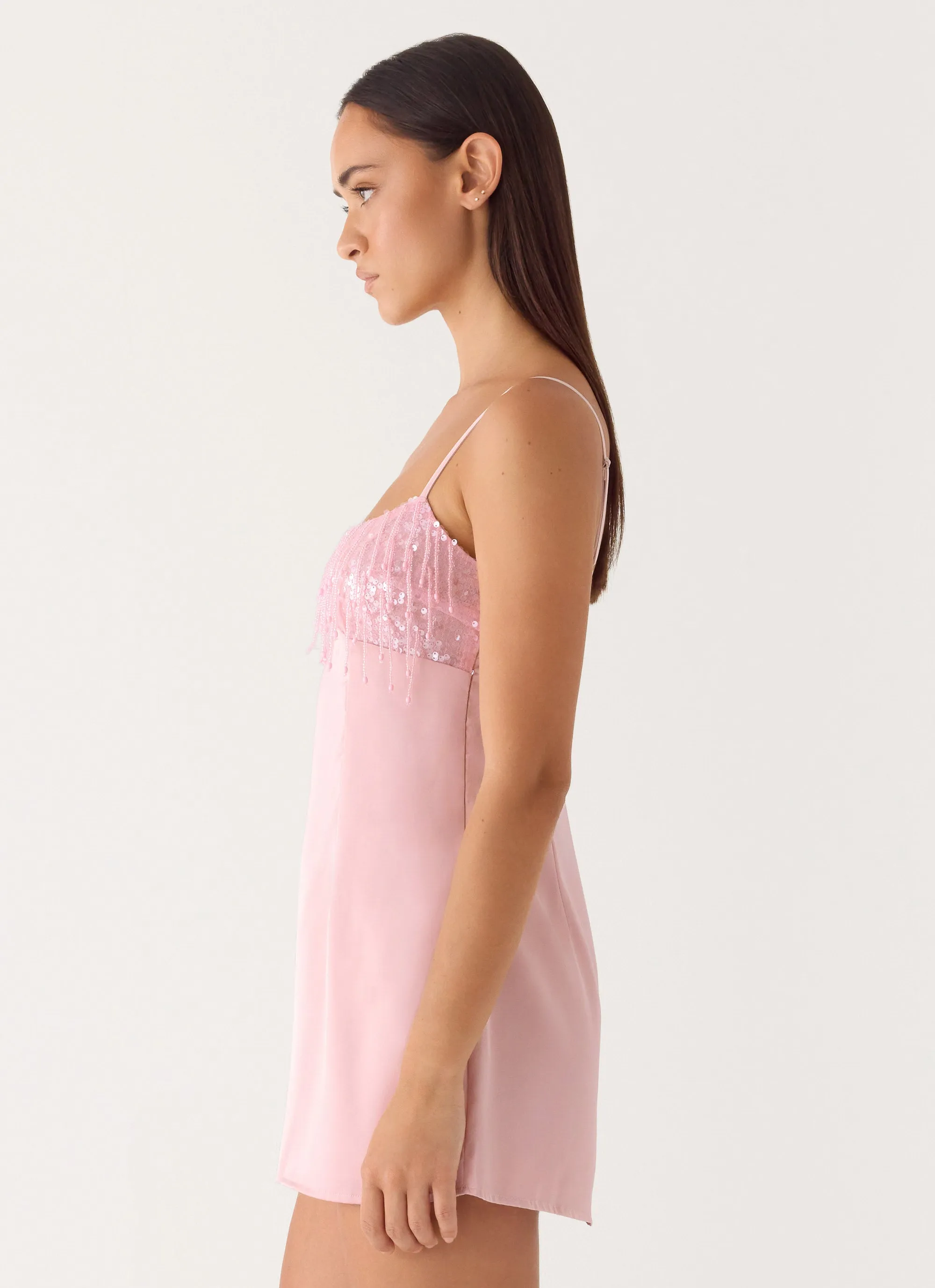 Siren Sequin Beaded Mini Dress - Pink sold by Peppermayo product image thumbnail 4