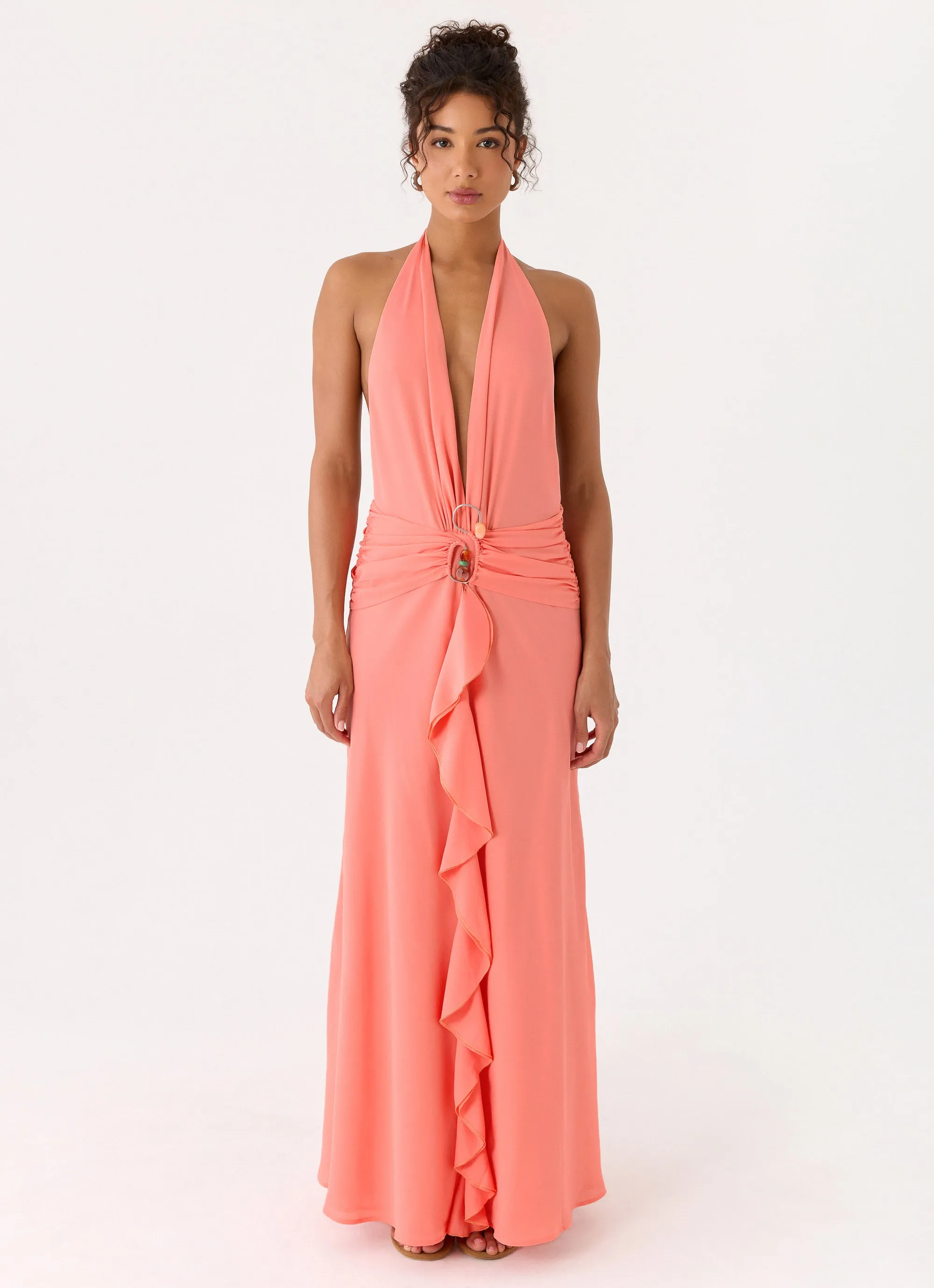Attina Halter Maxi Dress - Coral sold by Peppermayo product image thumbnail 4