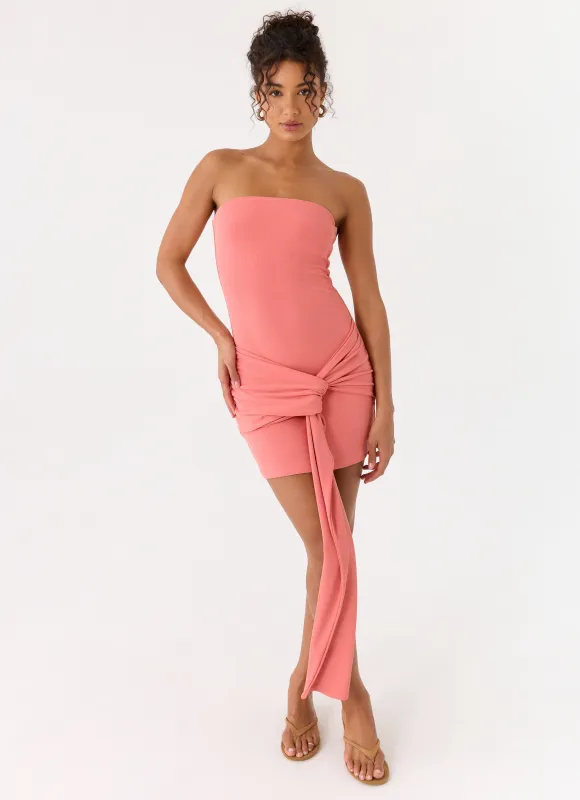 Jiliana Strapless Mini Dress - Coral made by Peppermayo
