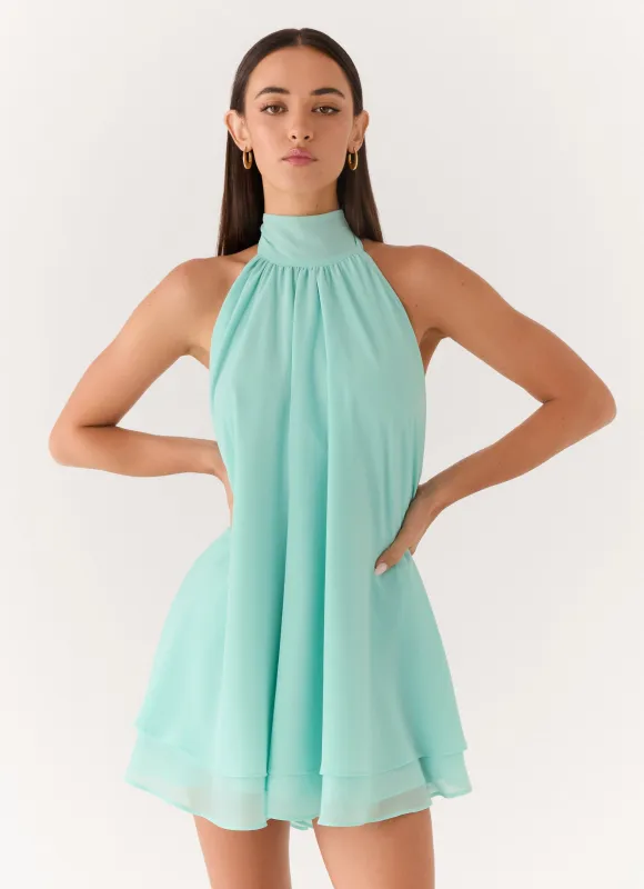 Lyrah Halter Mini Dress - Mint made by Peppermayo