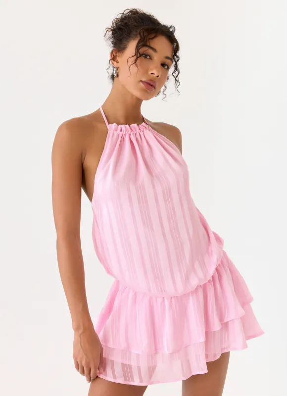Parade Halter Mini Dress - Pink made by Peppermayo