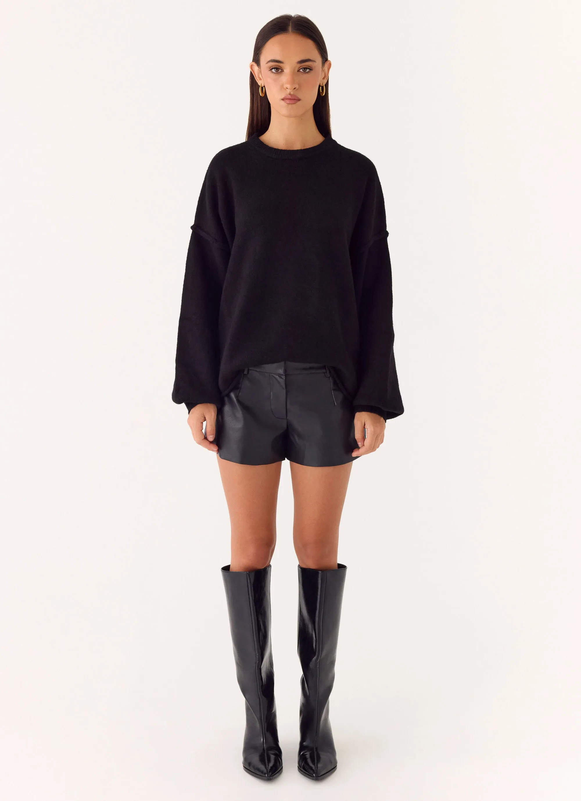 Oslo Faux Leather Mini Shorts - Black sold by Peppermayo product image thumbnail 2