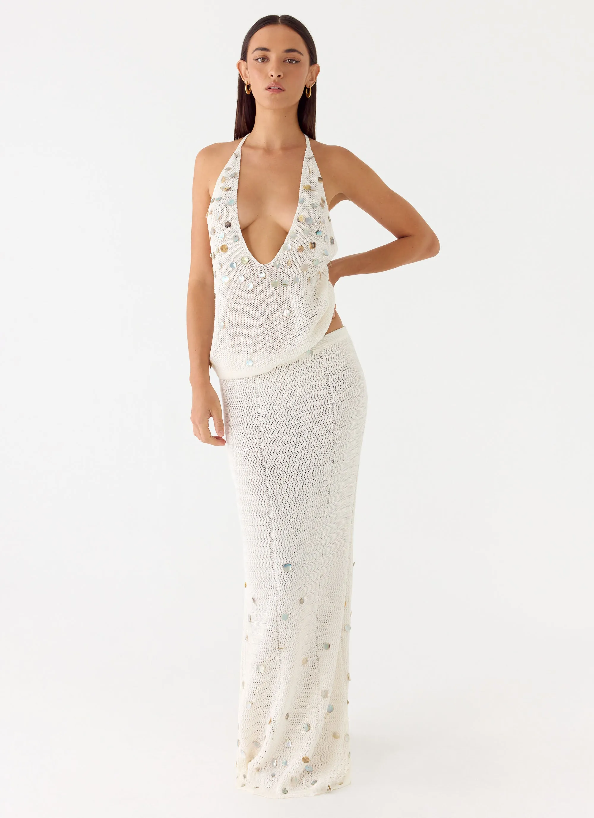 Adelaida Beaded Crochet Maxi Skirt - Ivory sold by Peppermayo product image thumbnail 4