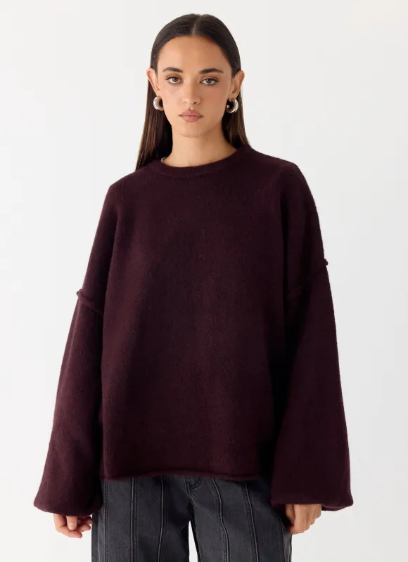 Jack Oversized Knit Sweater - Plum made by Peppermayo