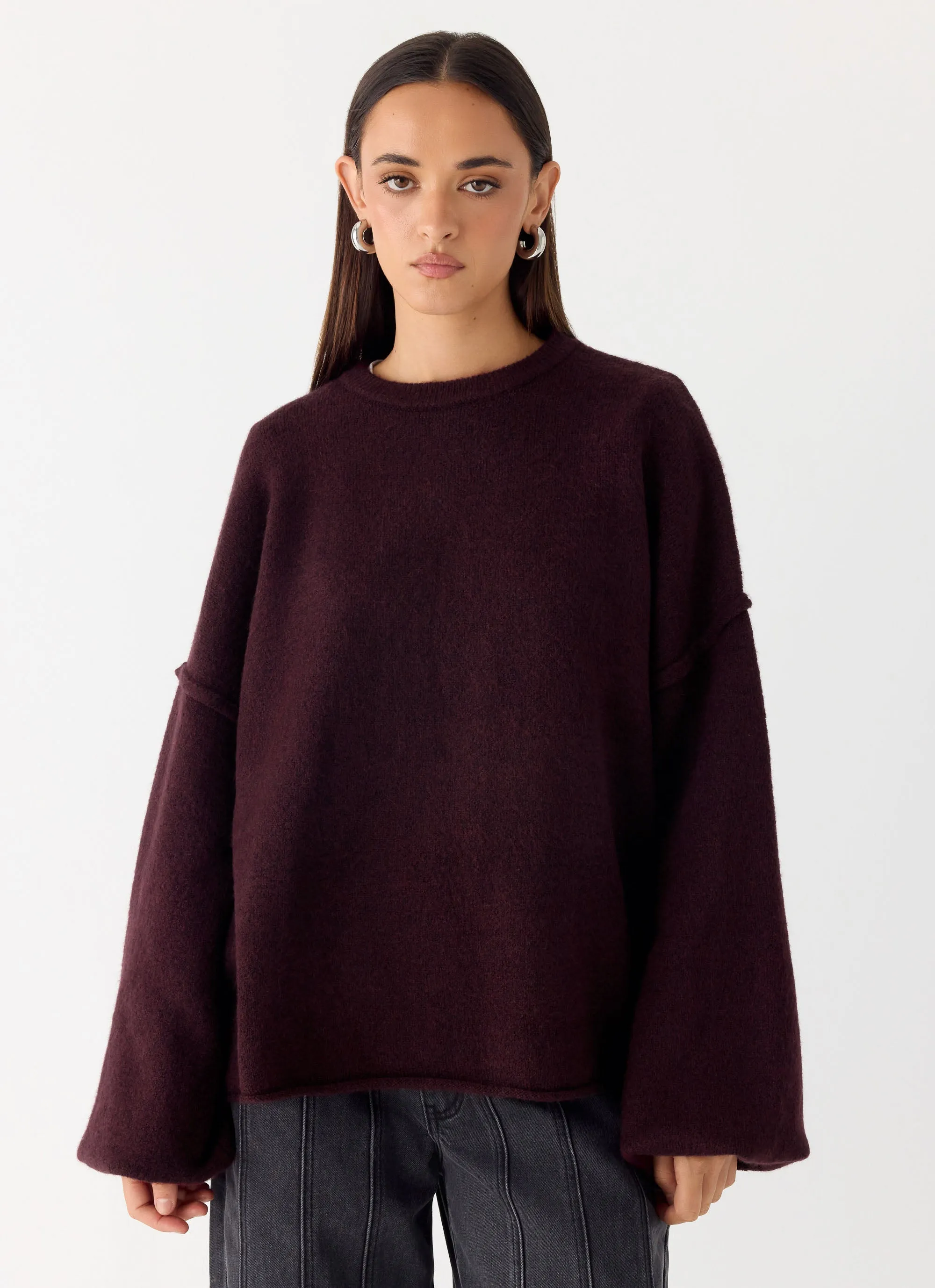 Jack Oversized Knit Sweater - Plum sold by Peppermayo