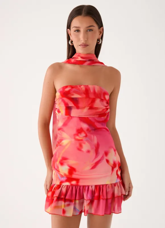 Manon Scarf Mini Dress - Sun Blushed Bloom made by Peppermayo