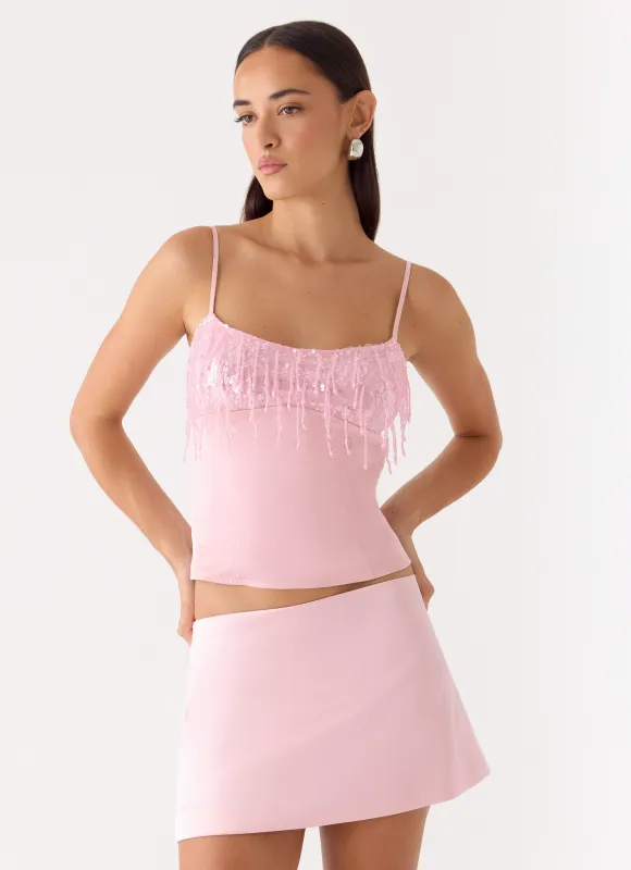 Siren Beaded Sequin Top - Pink made by Peppermayo