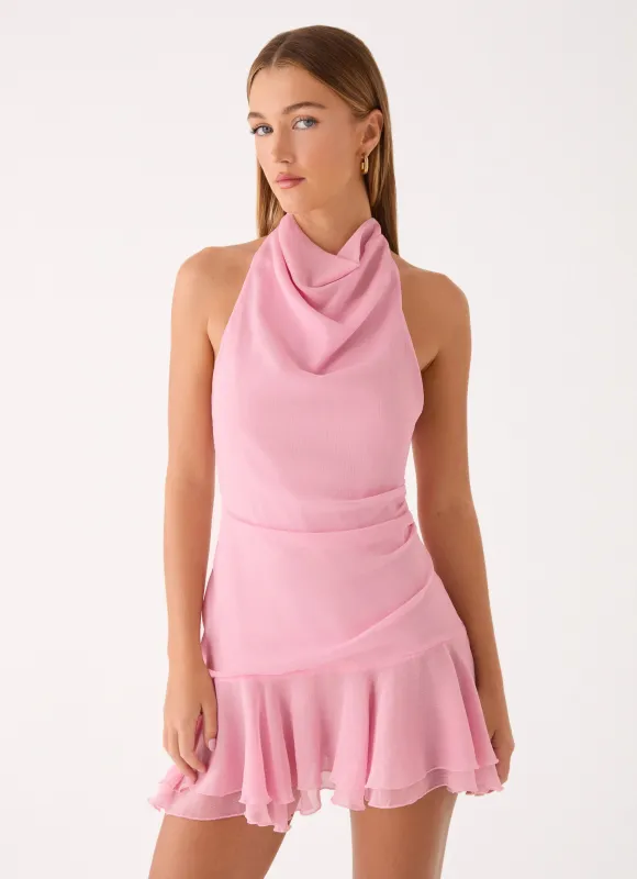 Kellsa Cowl Neck Mini Dress - Pink made by Peppermayo