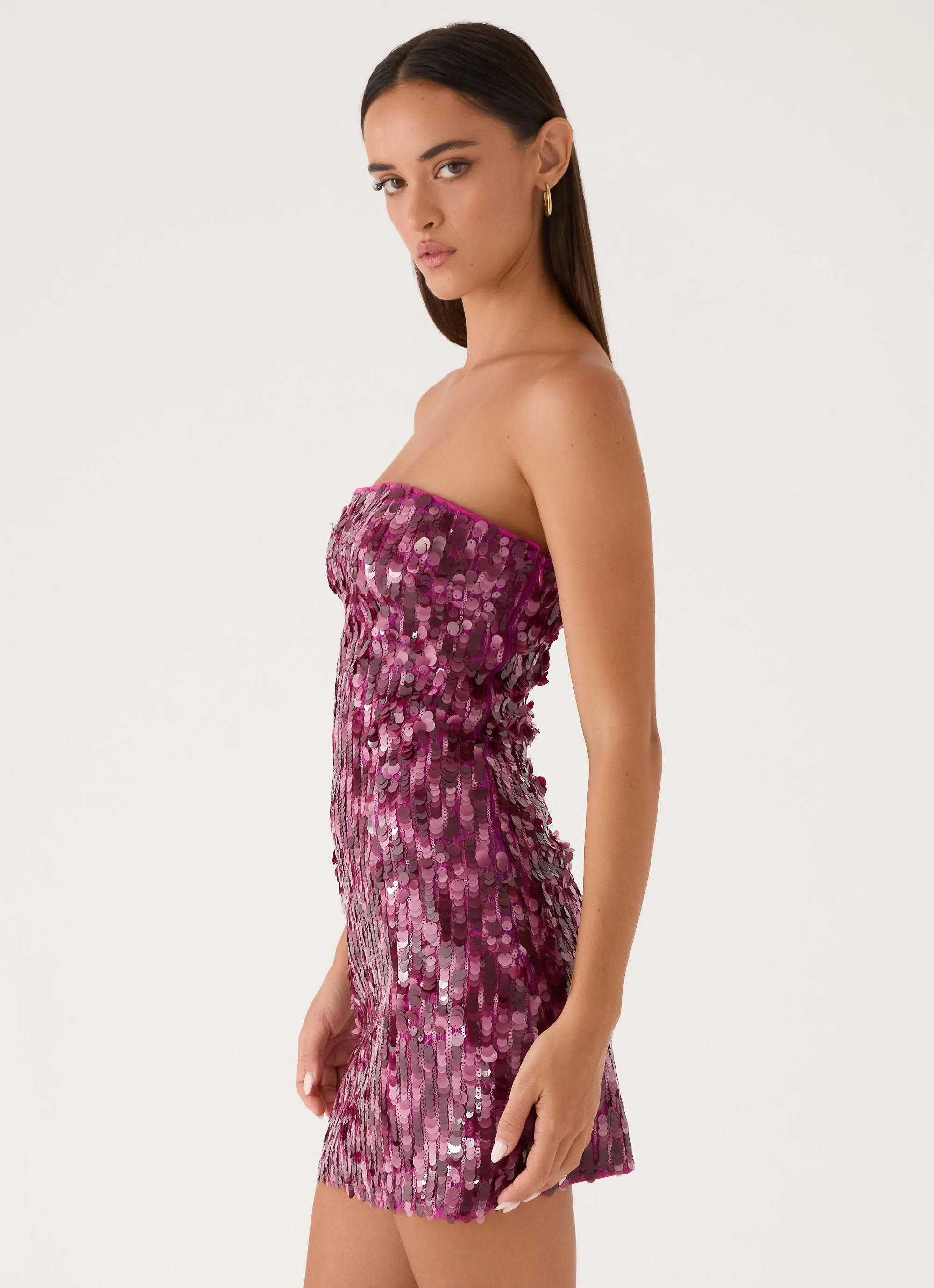 Seliora Sequin Mini Dress - Plum sold by Peppermayo product image thumbnail 2