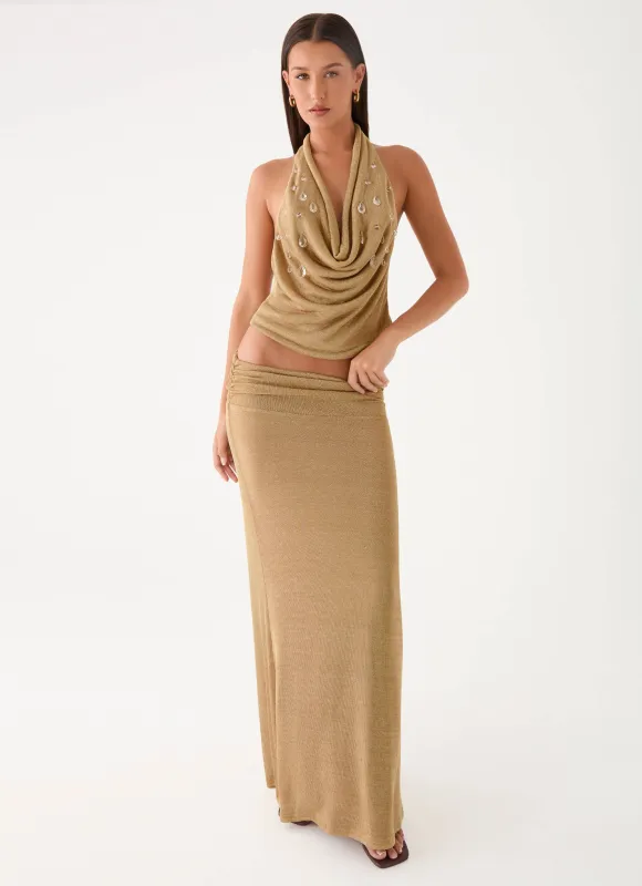 Olyssia Shimmer Maxi Skirt - Shimmer Gold made by Peppermayo