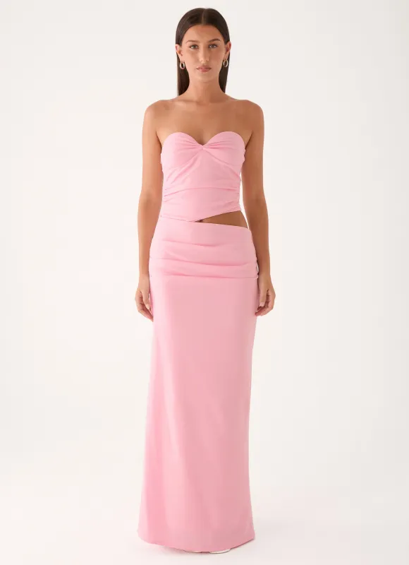 Carella Strapless Maxi Dress - Pink made by Peppermayo