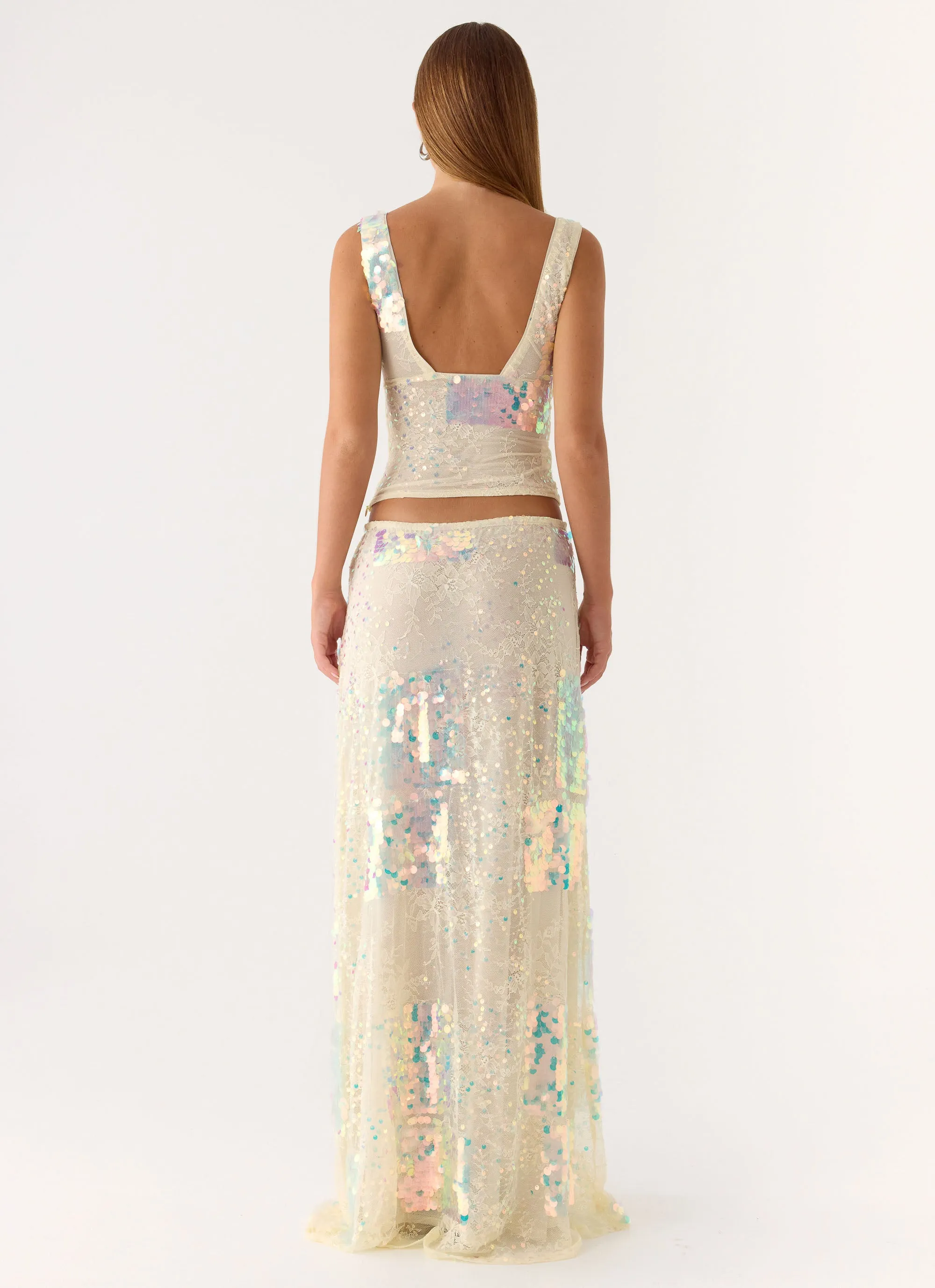 Erinah Sequin Maxi Skirt - Yellow sold by Peppermayo product image thumbnail 4