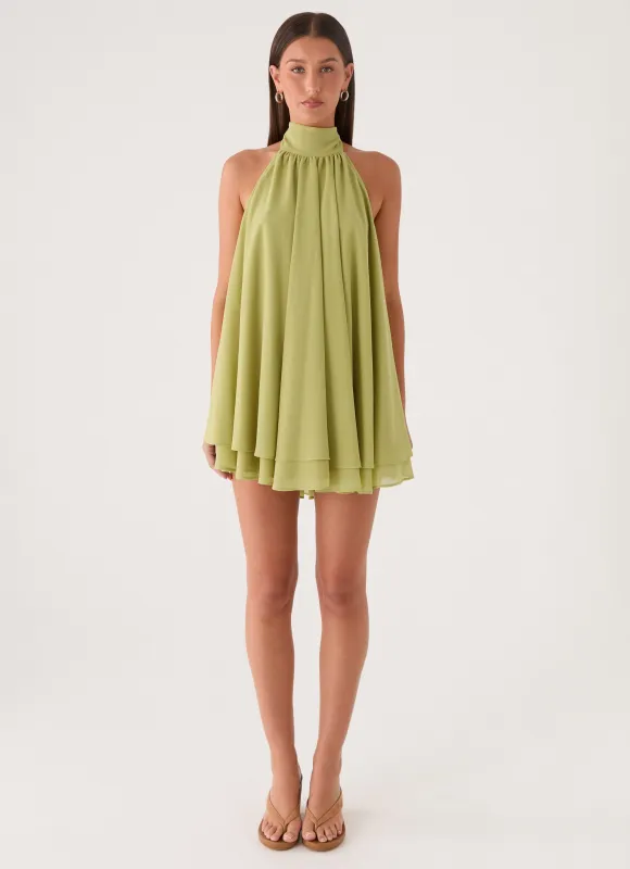 Lyrah Halter Mini Dress - Lime made by Peppermayo