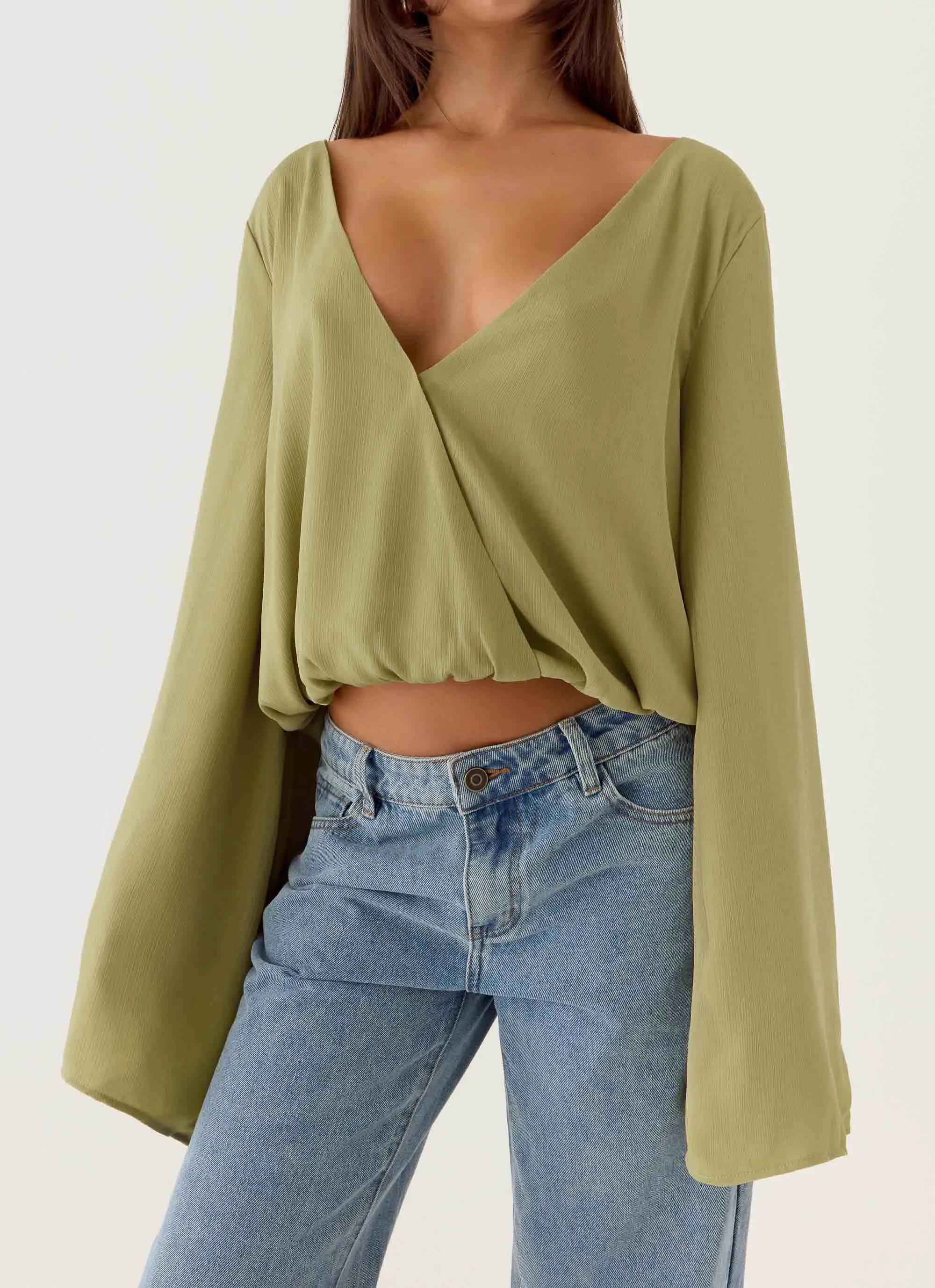 Orelia Long Sleeve Top - Green Olive sold by Peppermayo product image thumbnail 5