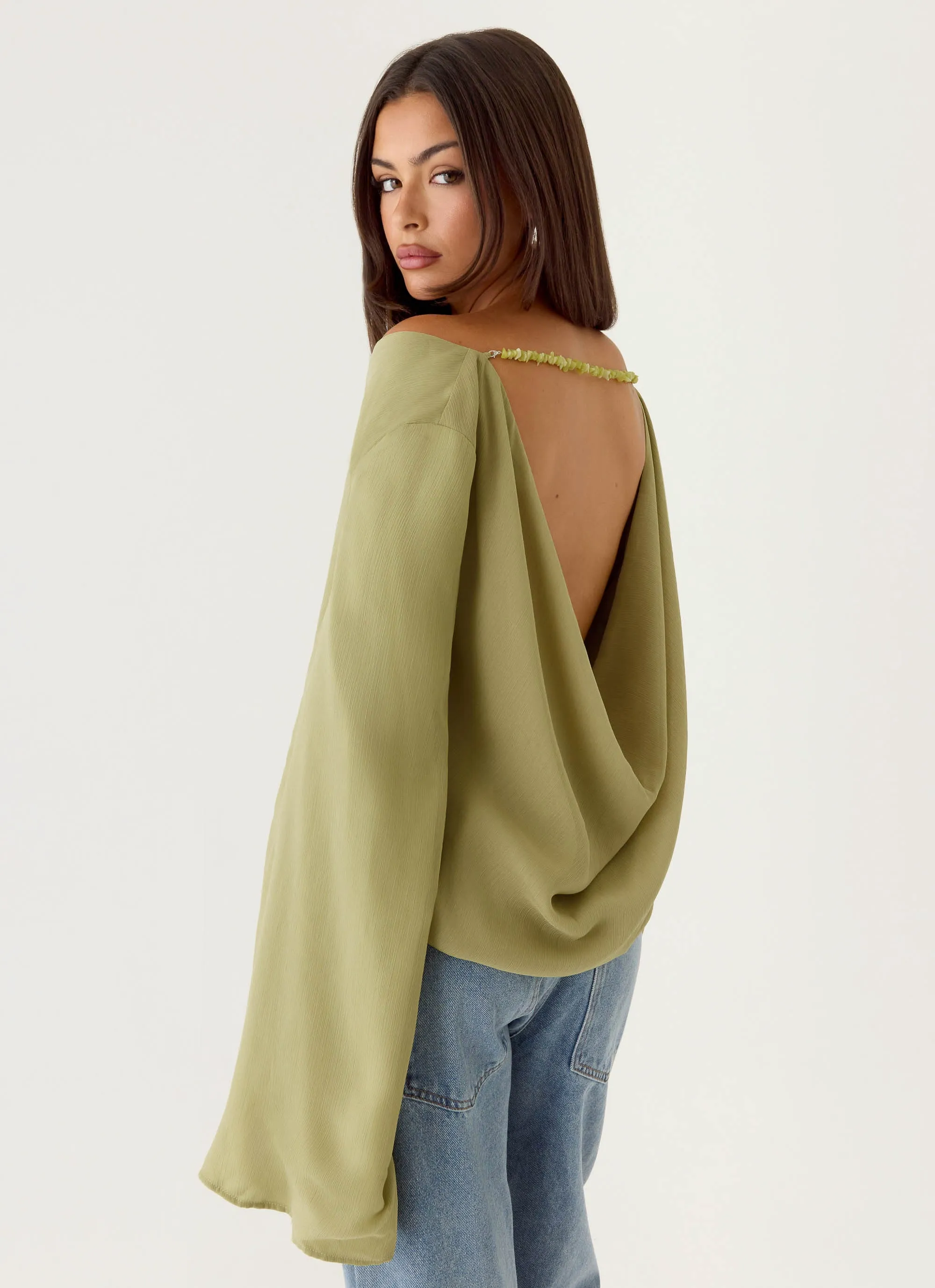Orelia Long Sleeve Top - Green Olive sold by Peppermayo product image thumbnail 4