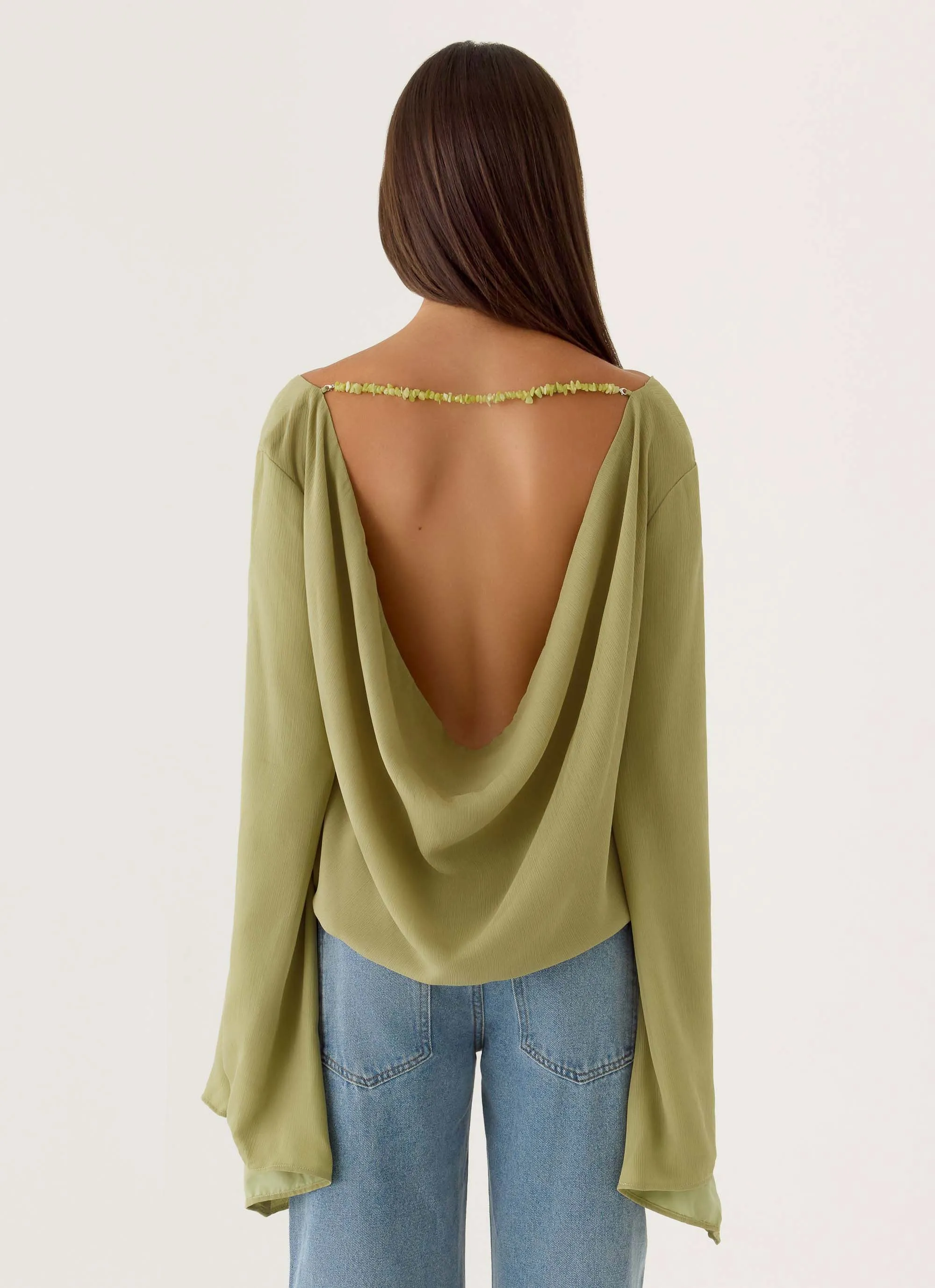Orelia Long Sleeve Top - Green Olive sold by Peppermayo product image thumbnail 2