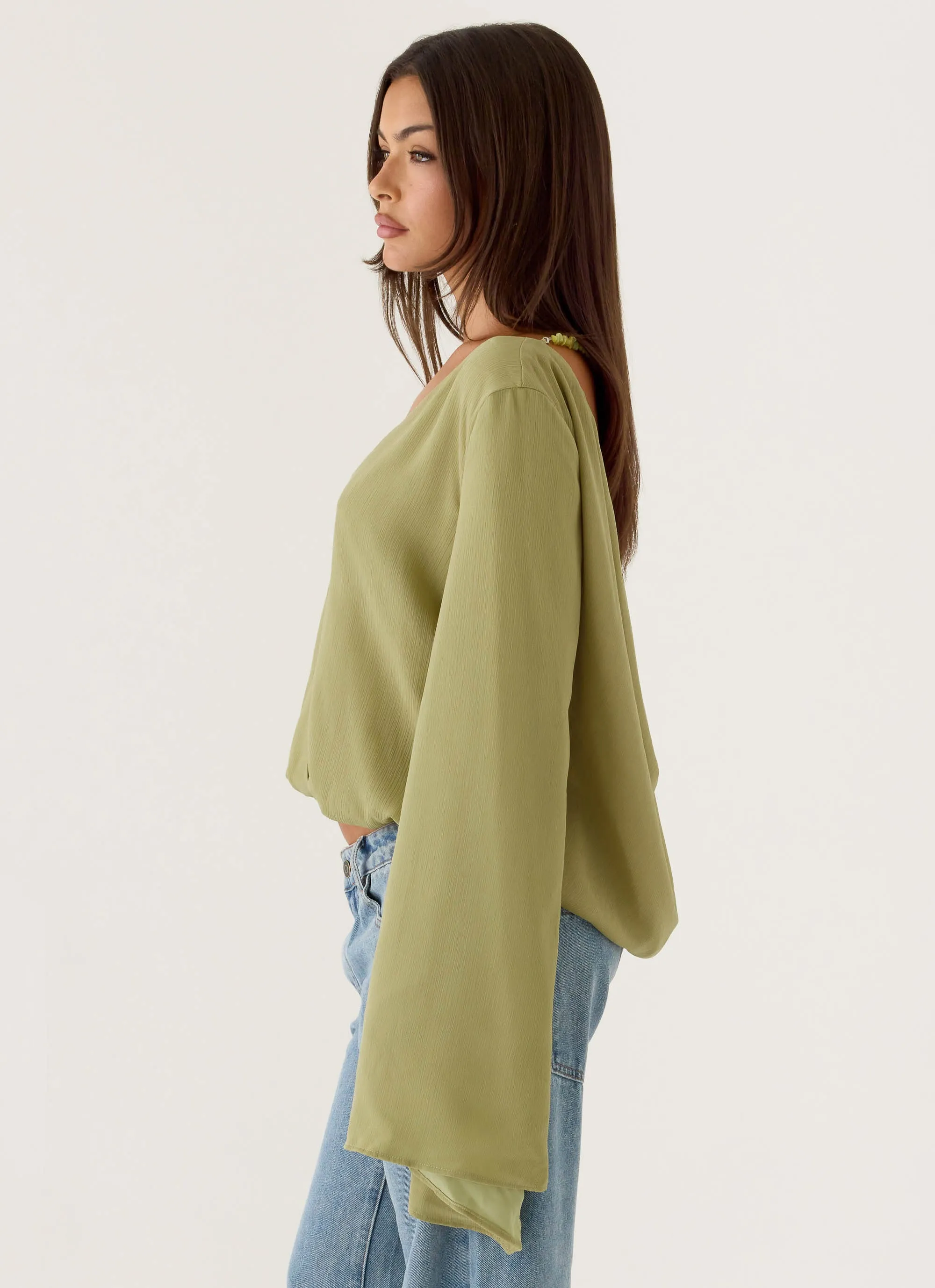 Orelia Long Sleeve Top - Green Olive sold by Peppermayo product image thumbnail 3
