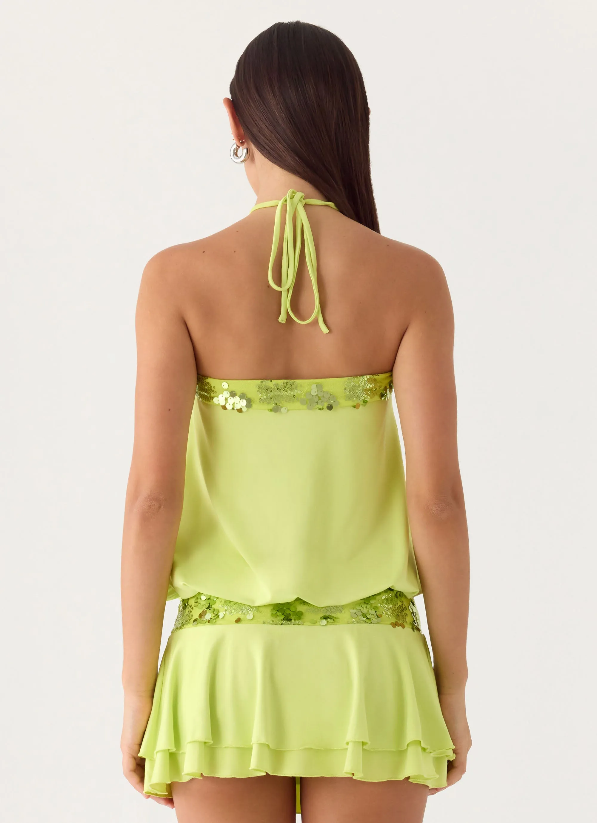 Gala Sequin Mini Dress - Lime sold by Peppermayo product image thumbnail 3