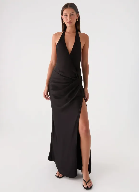 Lumae Halter Maxi Dress - Black made by Peppermayo